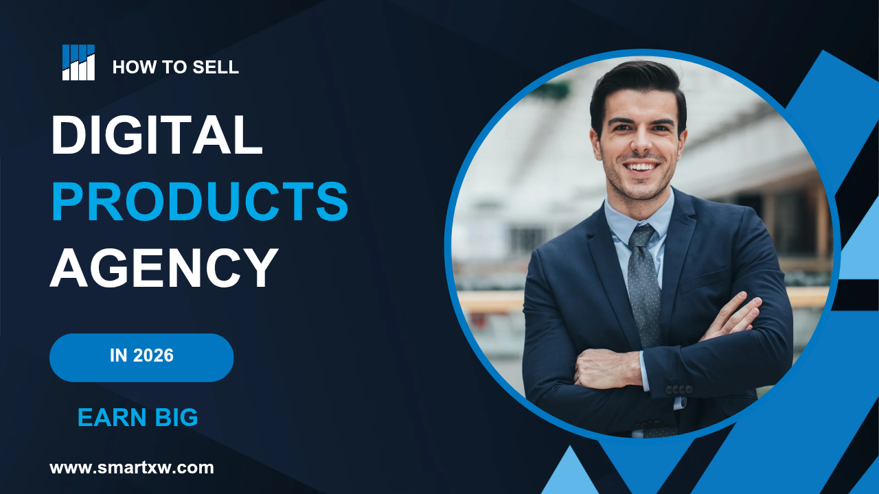 Laptop and smartphone showing digital products like ebooks, courses, and templates, symbolizing online business growth and profits in 2026