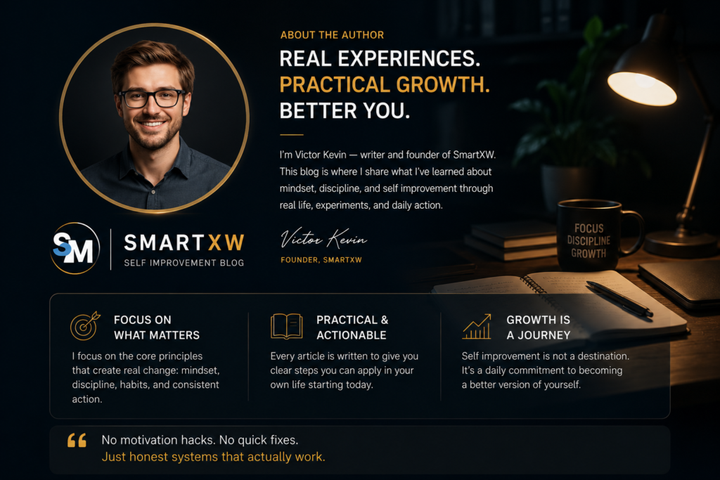 Victor Kevin, founder of Smartxw, sharing practical self-improvement, mindset, and discipline lessons through real-life experiences.